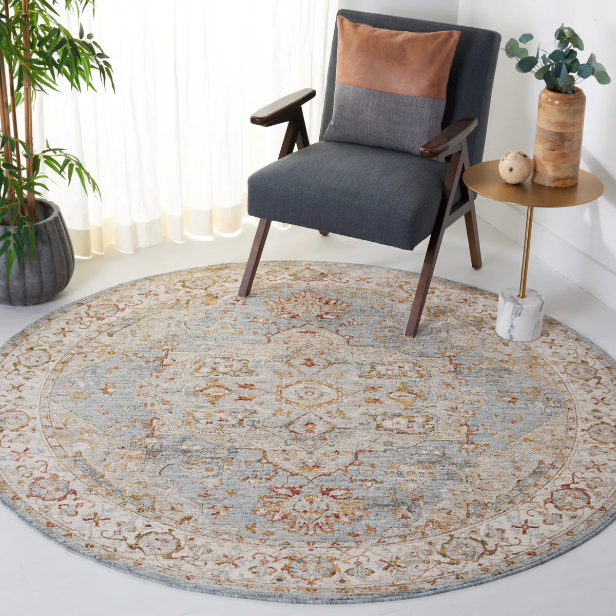 Safavieh Hamilton 6'-7" x 6'-7" Rug in Blue / Grey