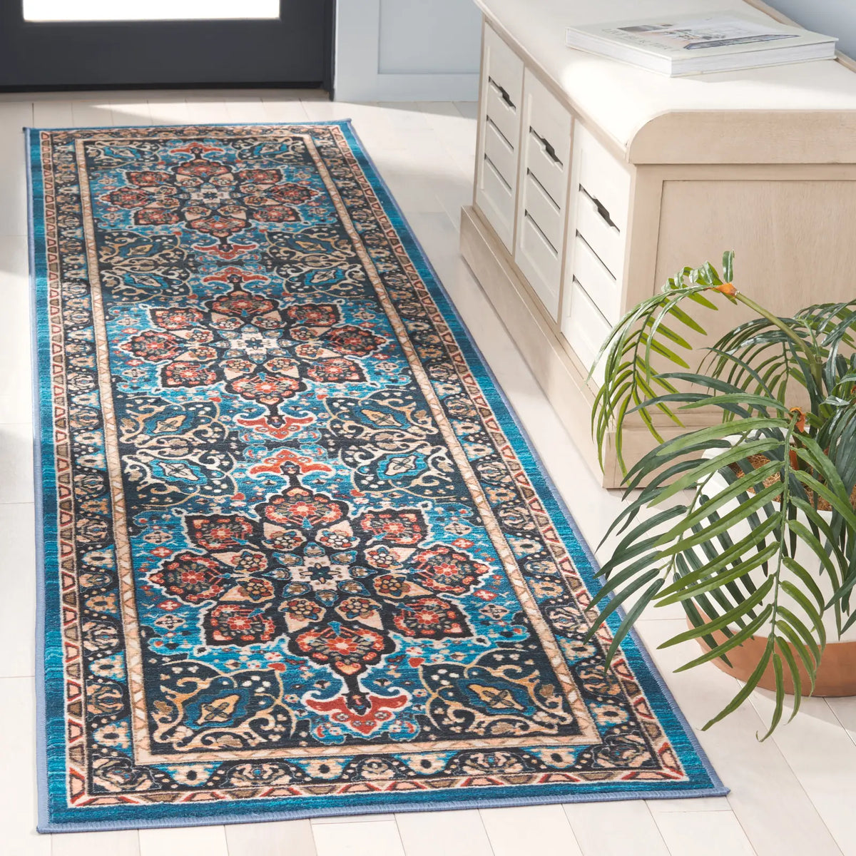 Safavieh Riviera 2'-2" x 9'-0" Rug in Blue / Black
