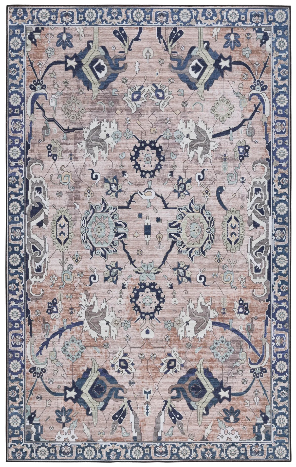 Safavieh Tucson 4'-0" x 6'-0" Rug in Light Blue / Navy