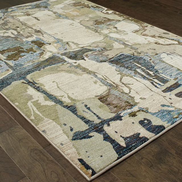 Oriental Weavers Sphinx Evolution 8027A Blue/Grey Rugs - angle detail