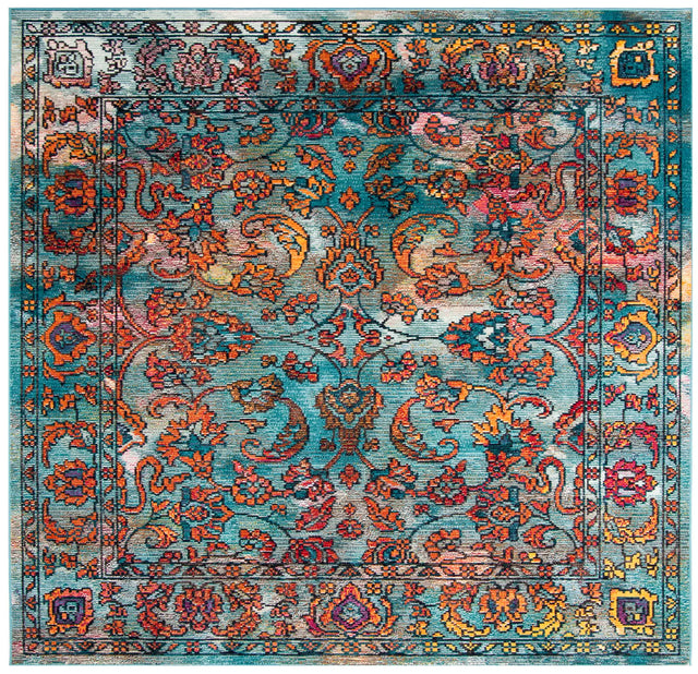 Safavieh Crystal 7'-0" x 7'-0" Rug in Light Blue / Orange