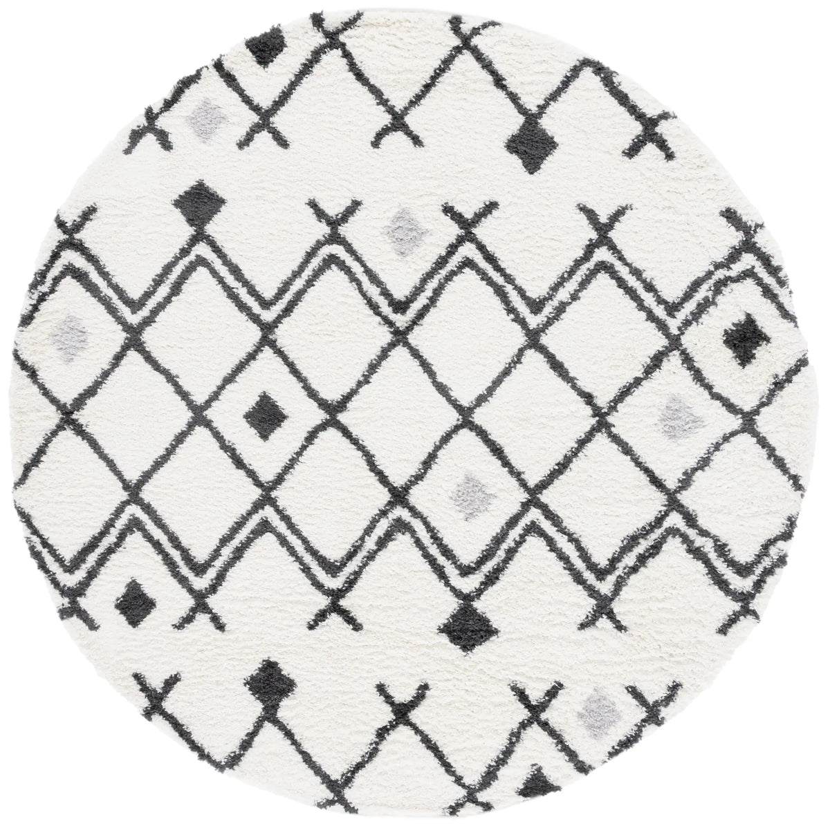 Safavieh Berber Shag 6'-7" x 6'-7" Rug in Ivory / Dark Grey