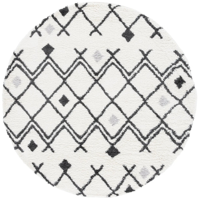 Safavieh Berber Shag 6'-7" x 6'-7" Rug in Ivory / Dark Grey