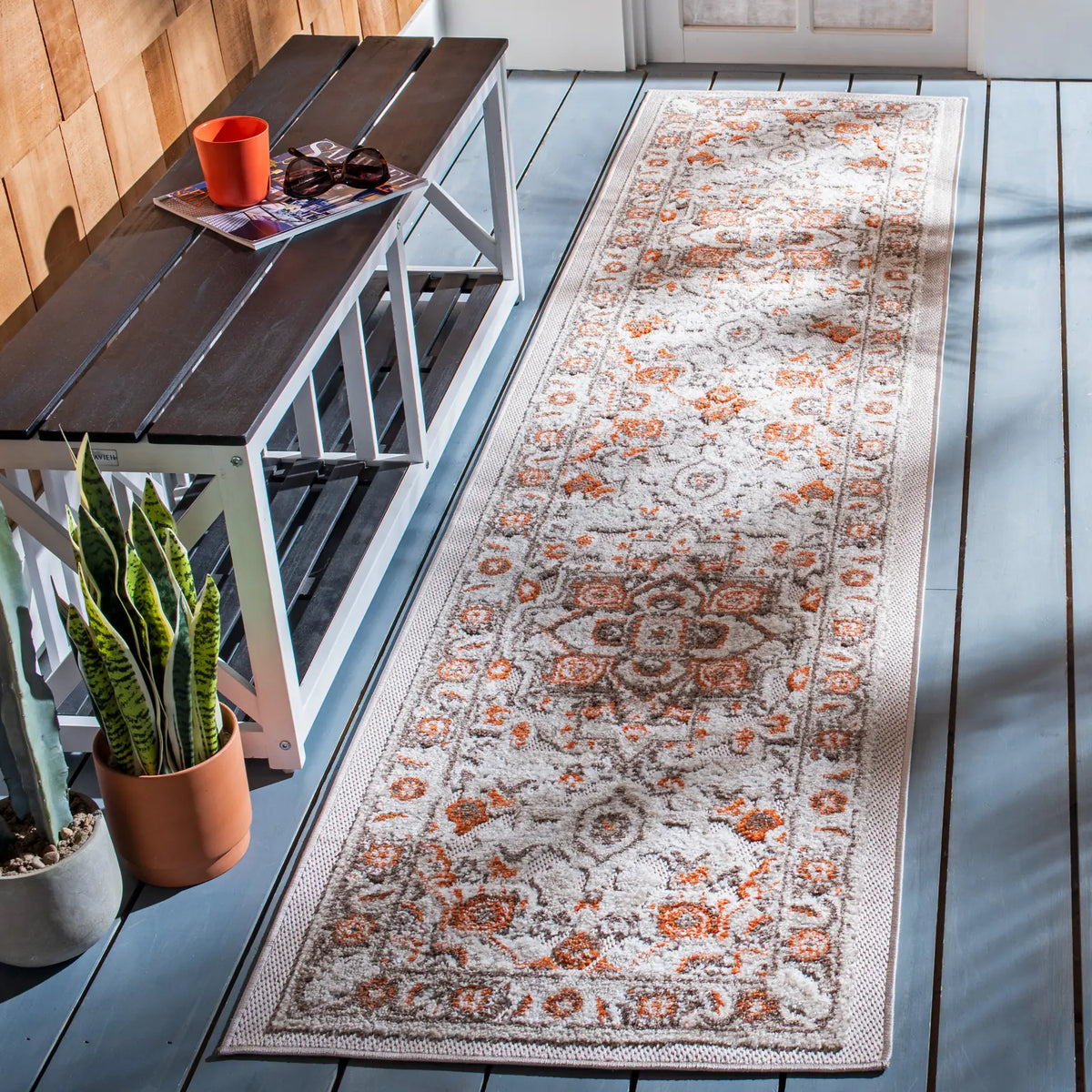 Safavieh Cabana 2'-2" x 11'-0" Rug in Beige / Orange