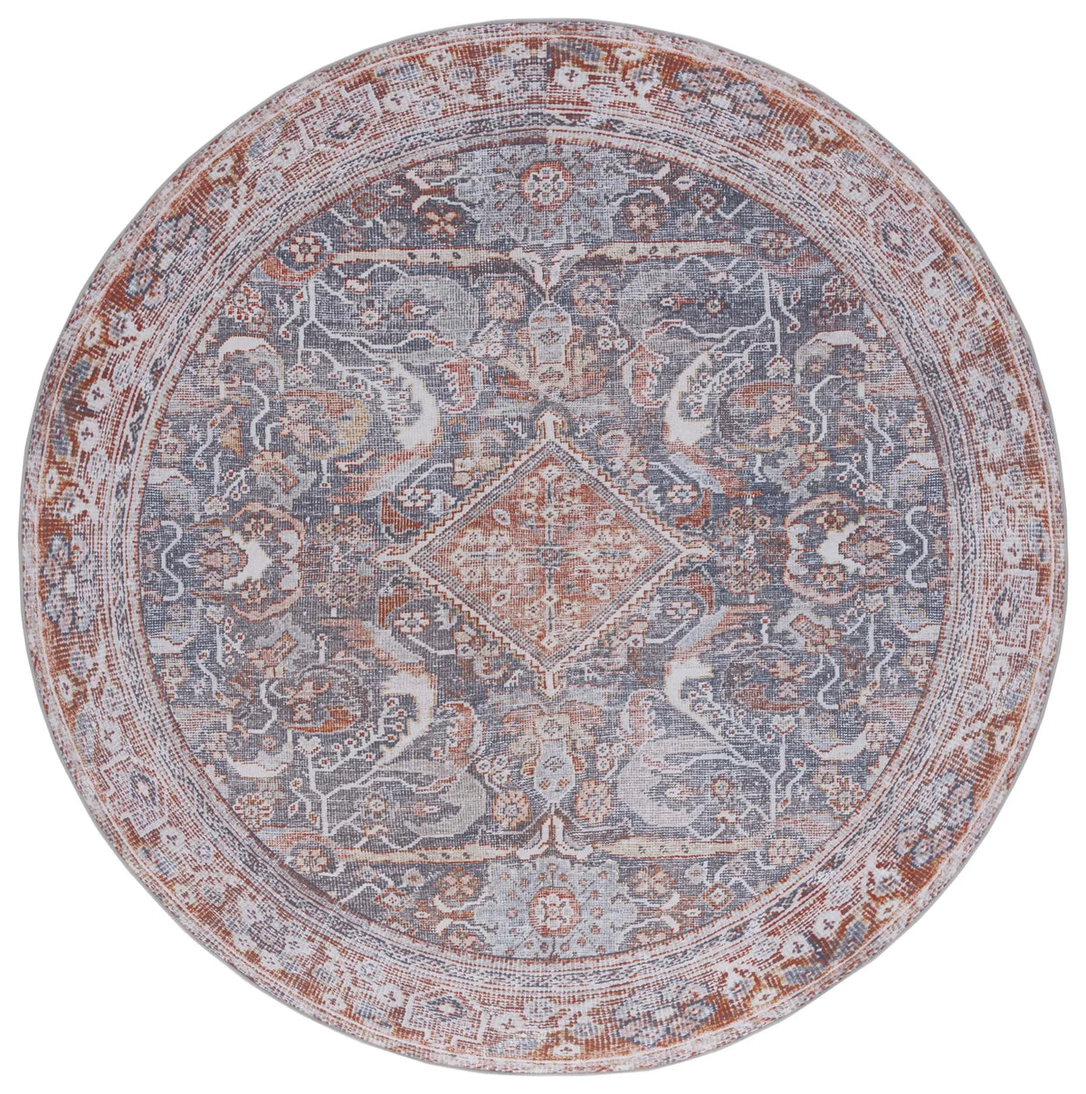 Safavieh Tucson 6'-0" x 6'-0" Rug in Grey / Rust