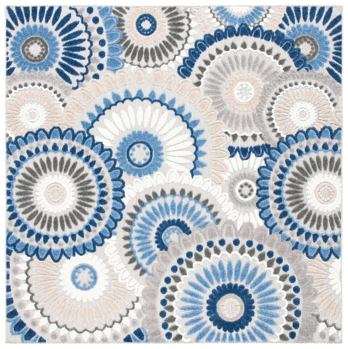 Safavieh Cabana 6'-7" x 6'-7" Rug in Grey / Blue