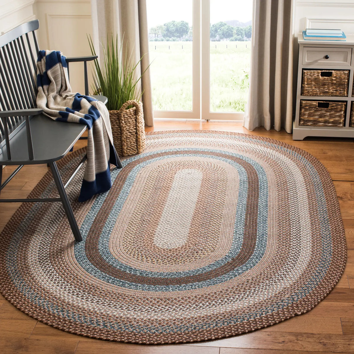 Safavieh Braided 6'-0" x 9'-0" Rug in Brown / Multi