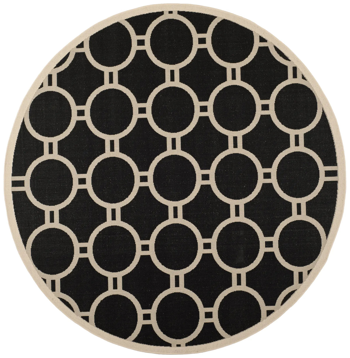 Safavieh Courtyard 7'-10" x 7'-10" Rug in Black / Beige