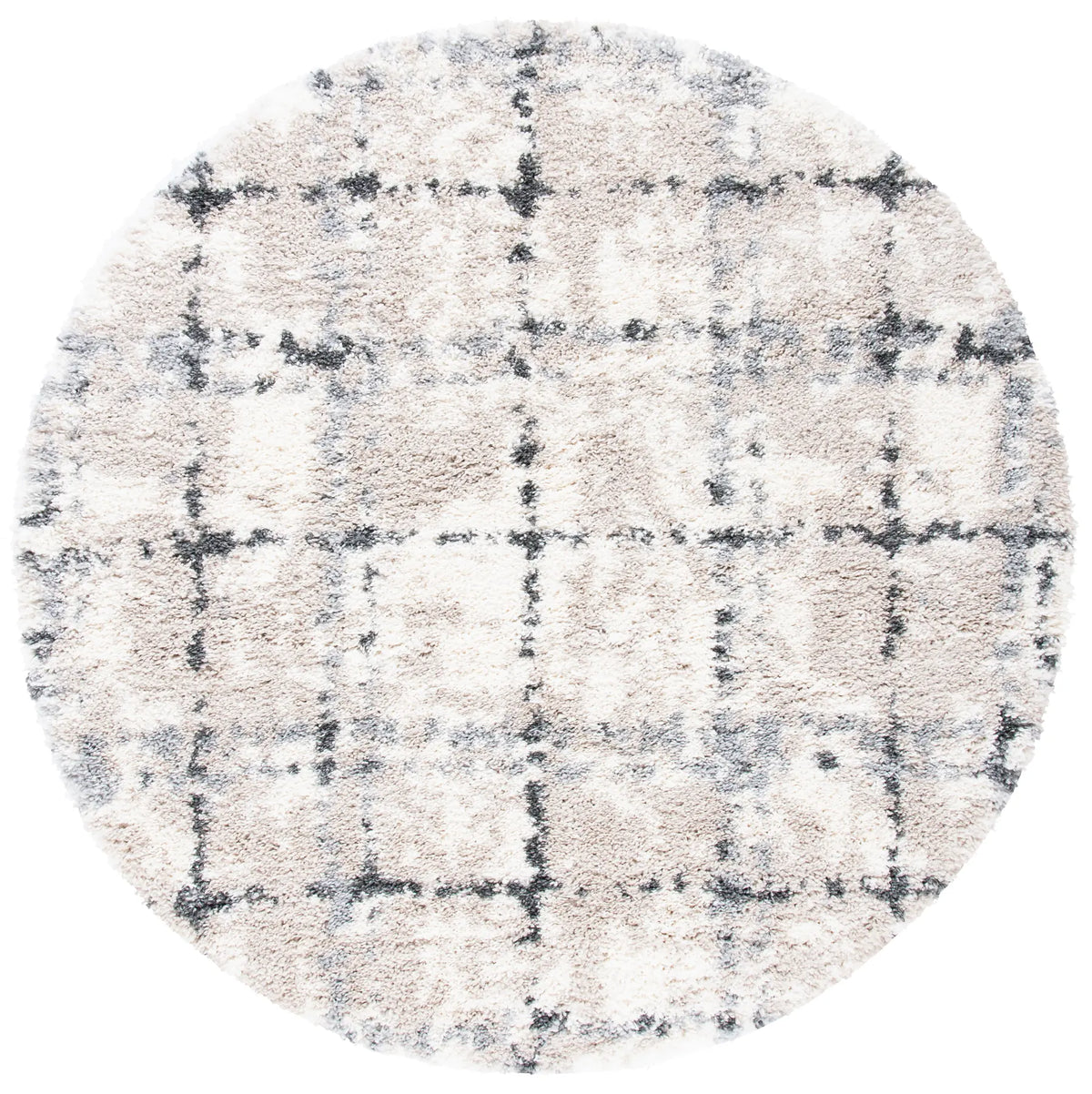 Safavieh Fontana Shag 800 5'-3" x 5'-3" Rug in Grey / Ivory