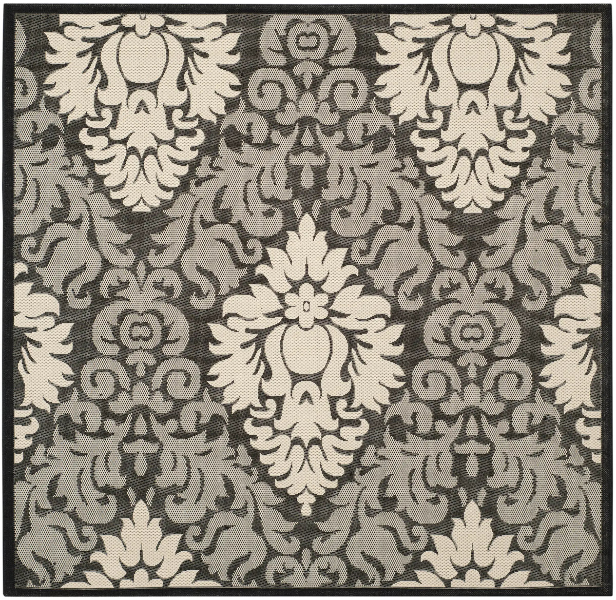 Safavieh Courtyard 6'-7" x 6'-7" Rug in Black / Sand