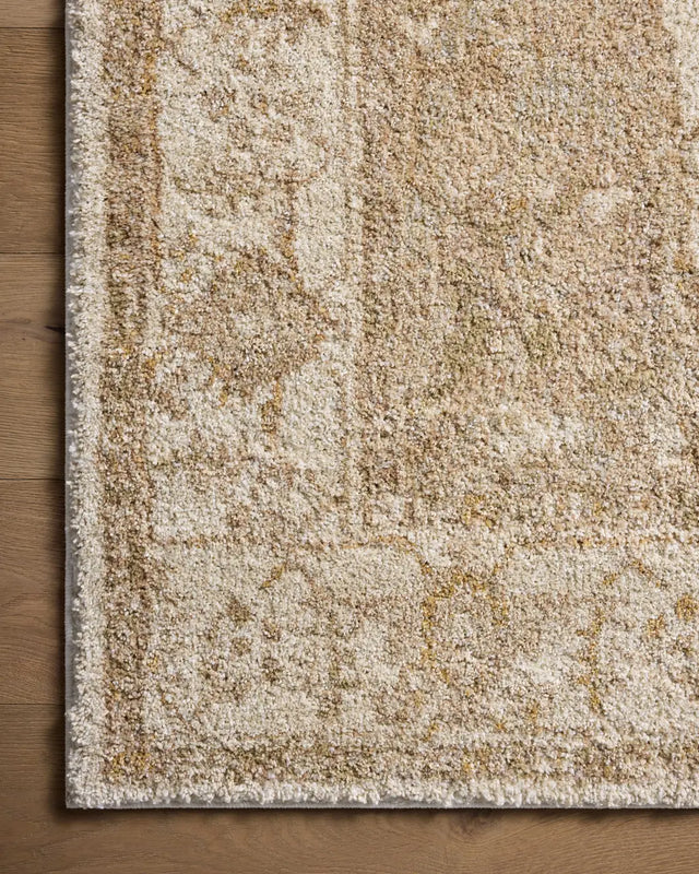 Loloi Tamryn Tam-02 Natural/Blush Rug - corner on wood