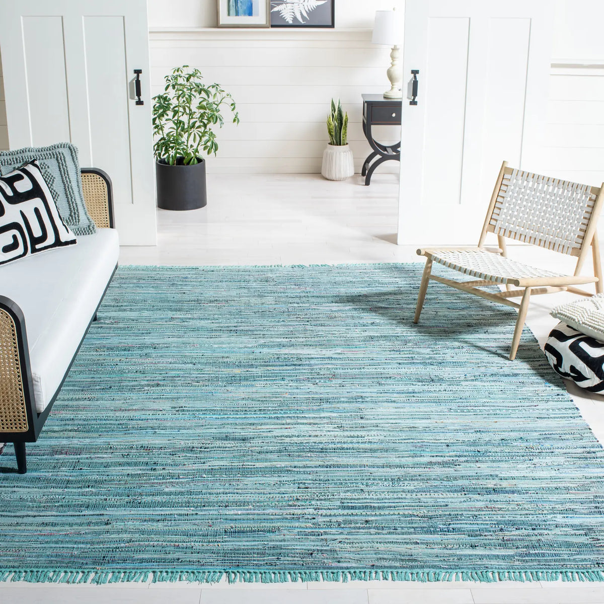 Safavieh Rag Rug 10'-0" x 14'-0" Rug in Turquoise / Multi