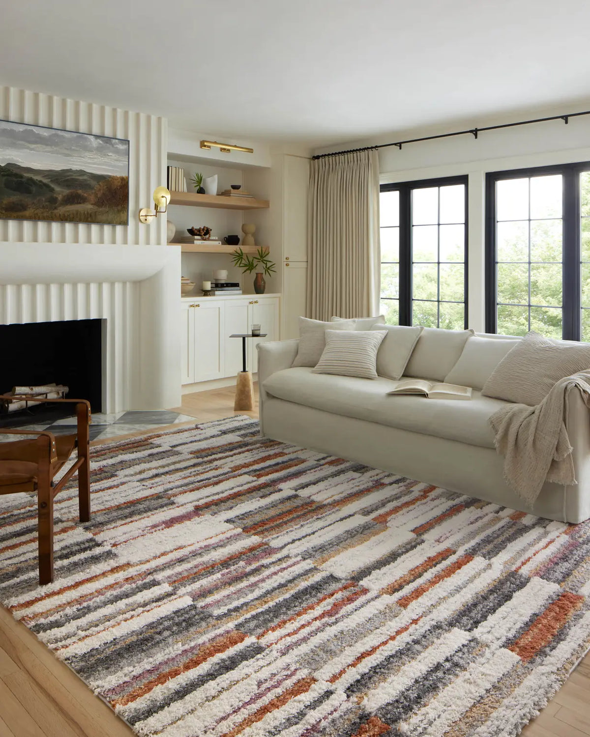 Loloi Levitt Shag Lev-03 Ivory/Sunset Rug - room scene 3