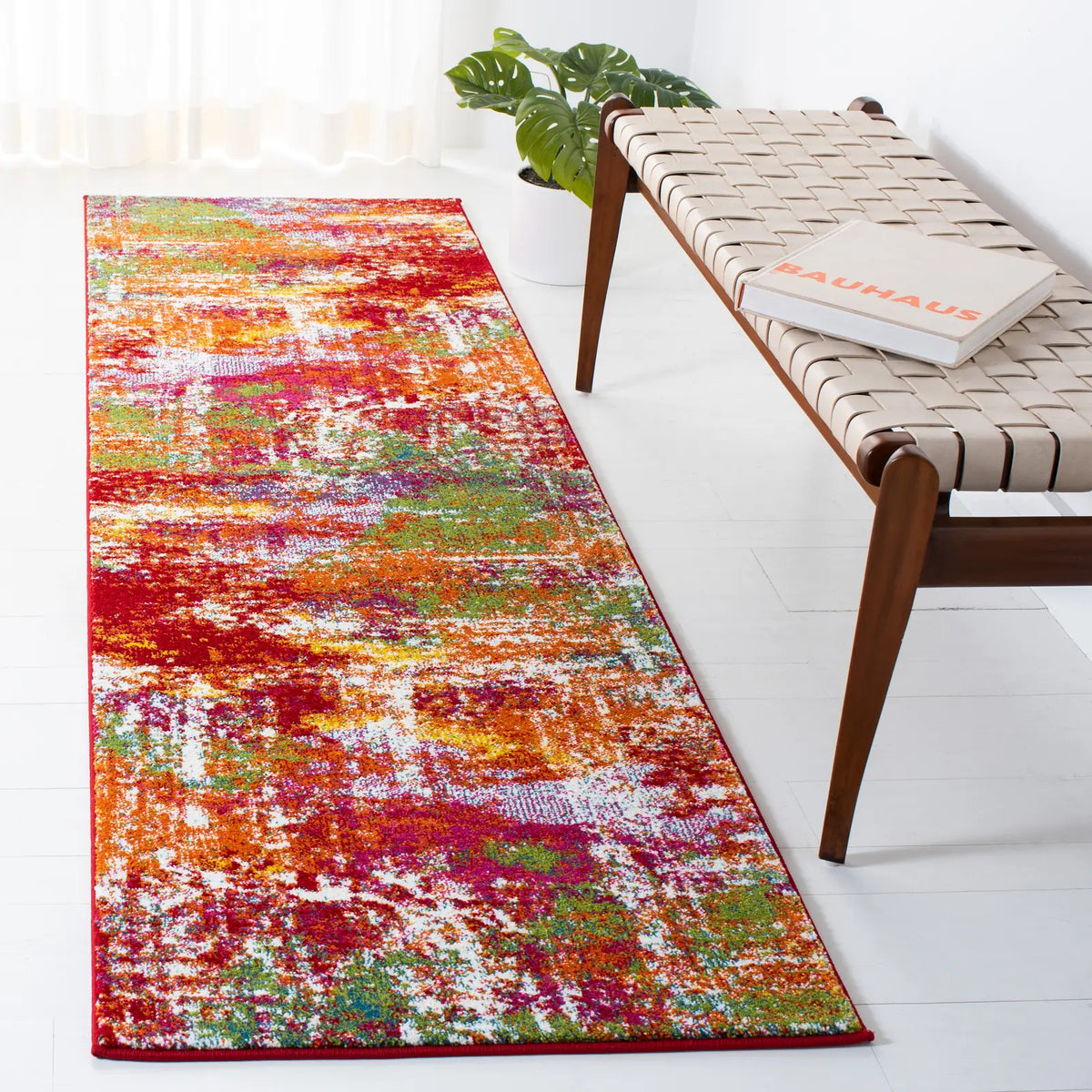 Safavieh Watercolor 2'-3" x 8'-0" Rug in Orange / Green