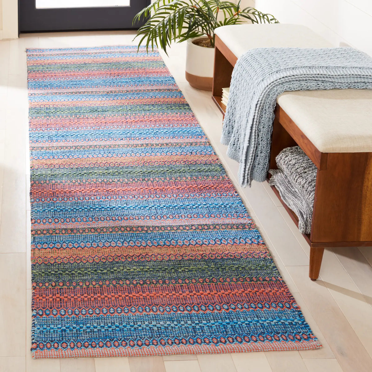 Safavieh Montauk 2'-3" x 9'-0" Rug in Blue / Orange