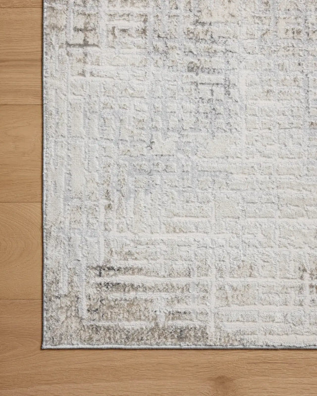 Loloi Hollis HOL-03 Ivory / Stone Rug - corner on wood