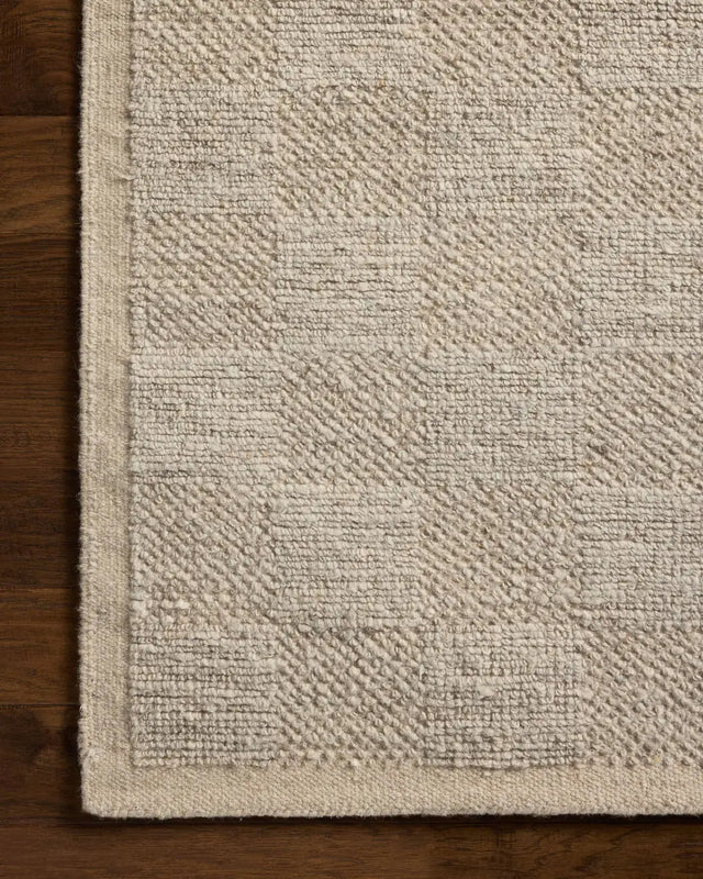 Loloi Alina ALN-01 Contemporary Hand Woven Dove Rug - corner on wood