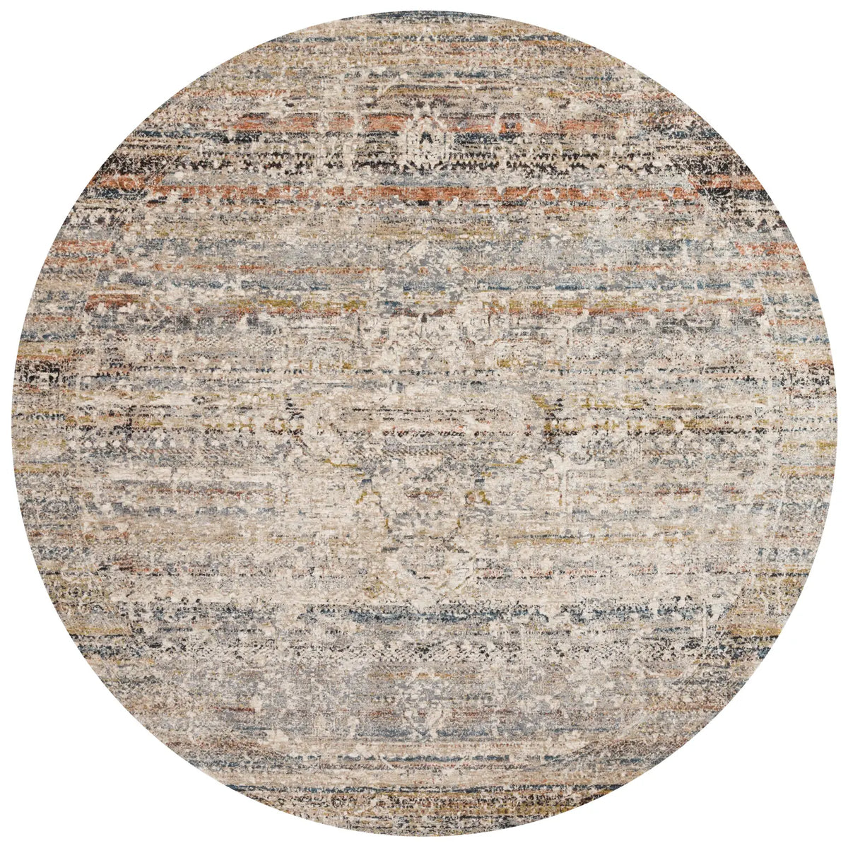Loloi Theia The-03 Taupe/Multi Rug - round flat
