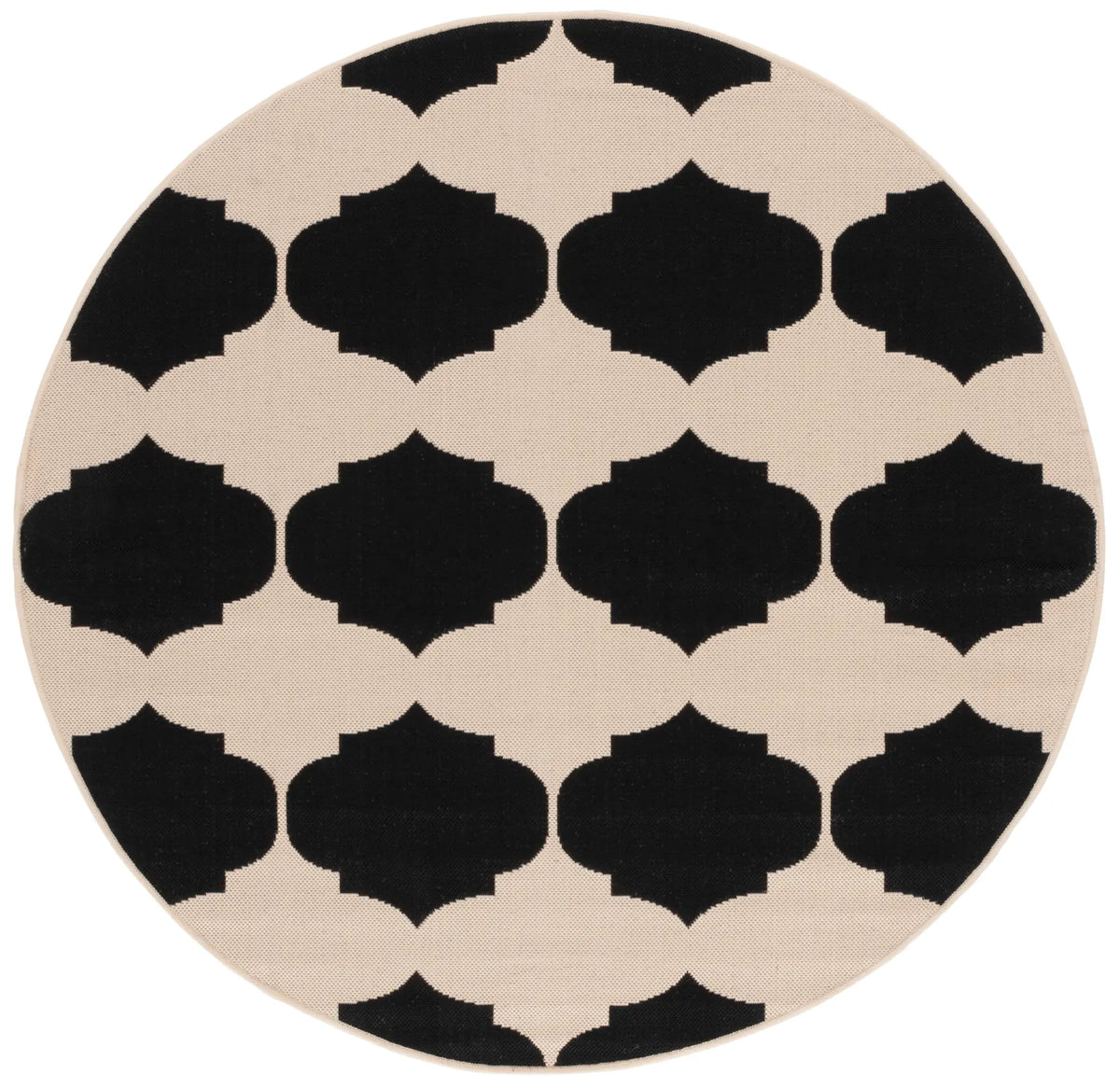Safavieh Courtyard 5'-3" x 5'-3" Rug in Beige / Black