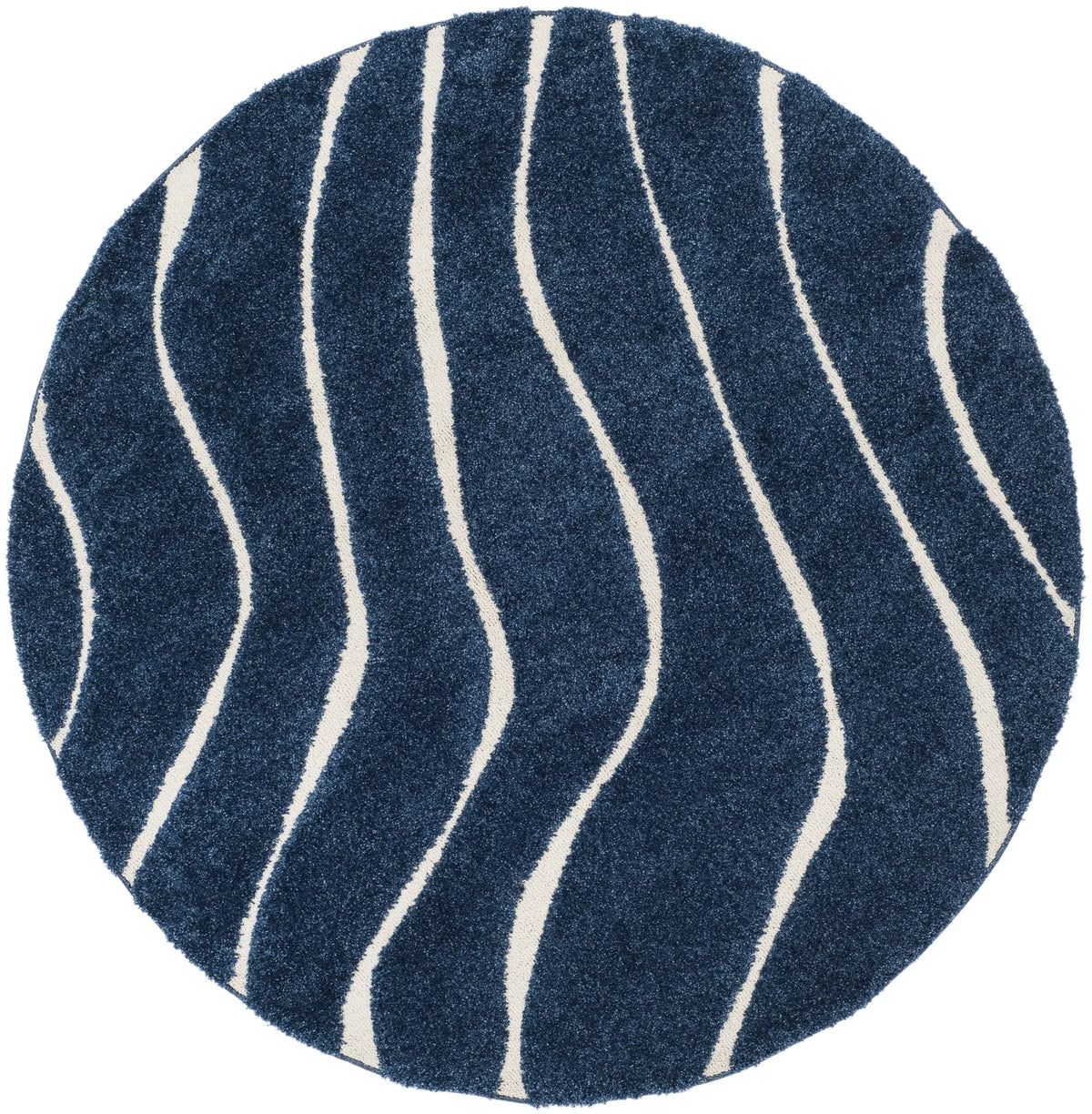 Safavieh Florida Shag 5'-0" x 5'-0" Rug in Dark Blue / Cream
