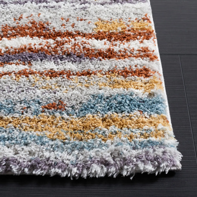 Safavieh Berber Shag 4'-5" x 6'-5" Rug in Blue Rust / Ivory