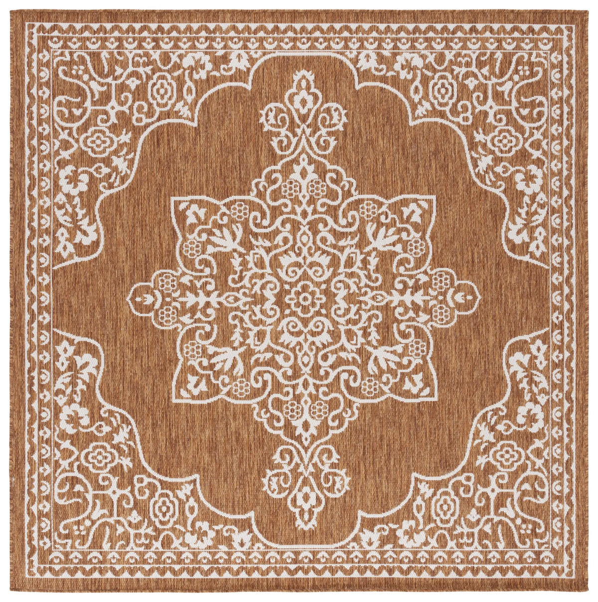 Safavieh Beach House 6'-7" x 6'-7" Rug in Brown / Ivory