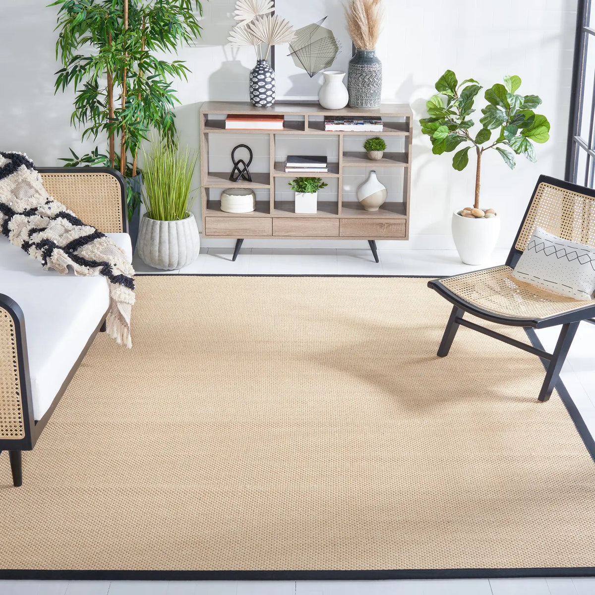 Safavieh Natural Fiber 10'-0" x 14'-0" Rug in Maize / Black