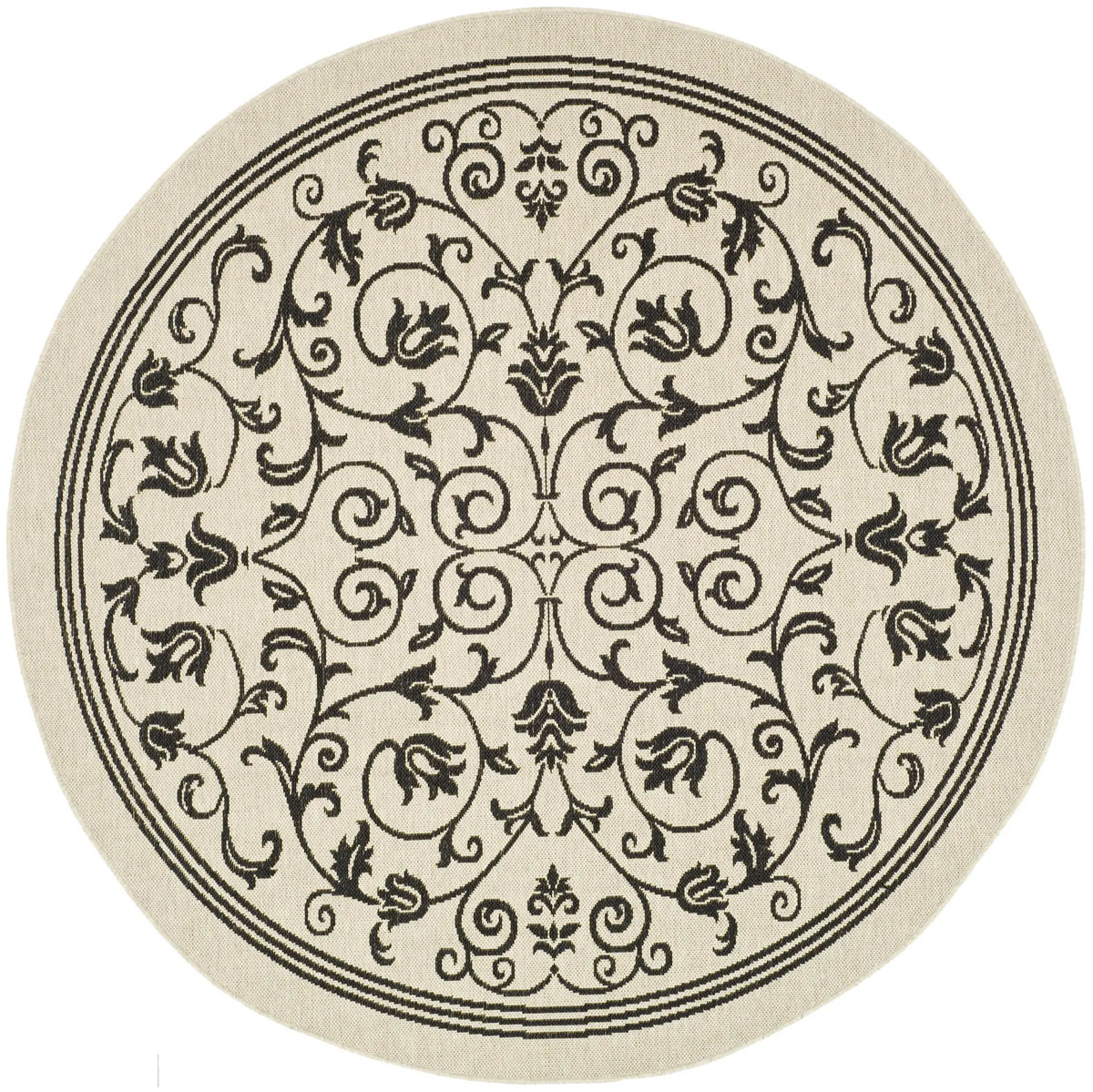 Safavieh Courtyard 5'-3" x 5'-3" Rug in Sand / Black