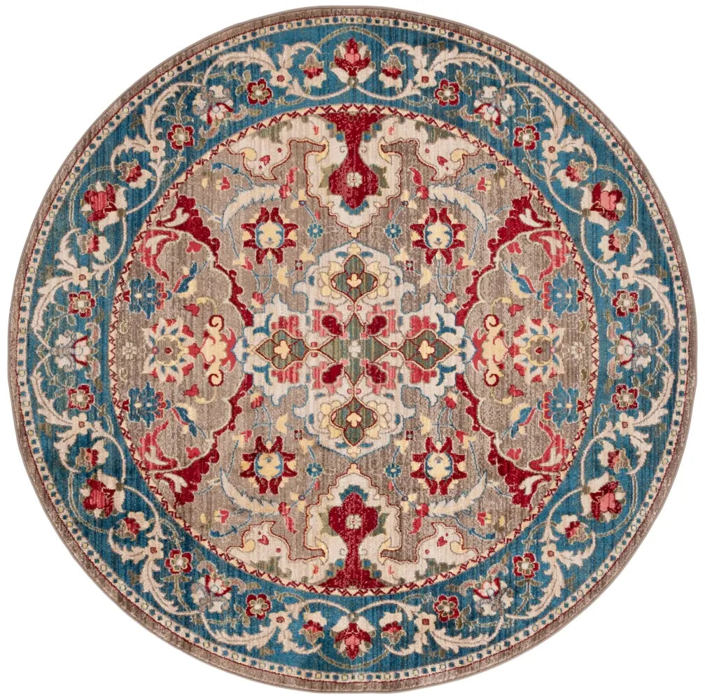 Safavieh Kashan 6'-7" x 6'-7" Rug in Taupe / Blue