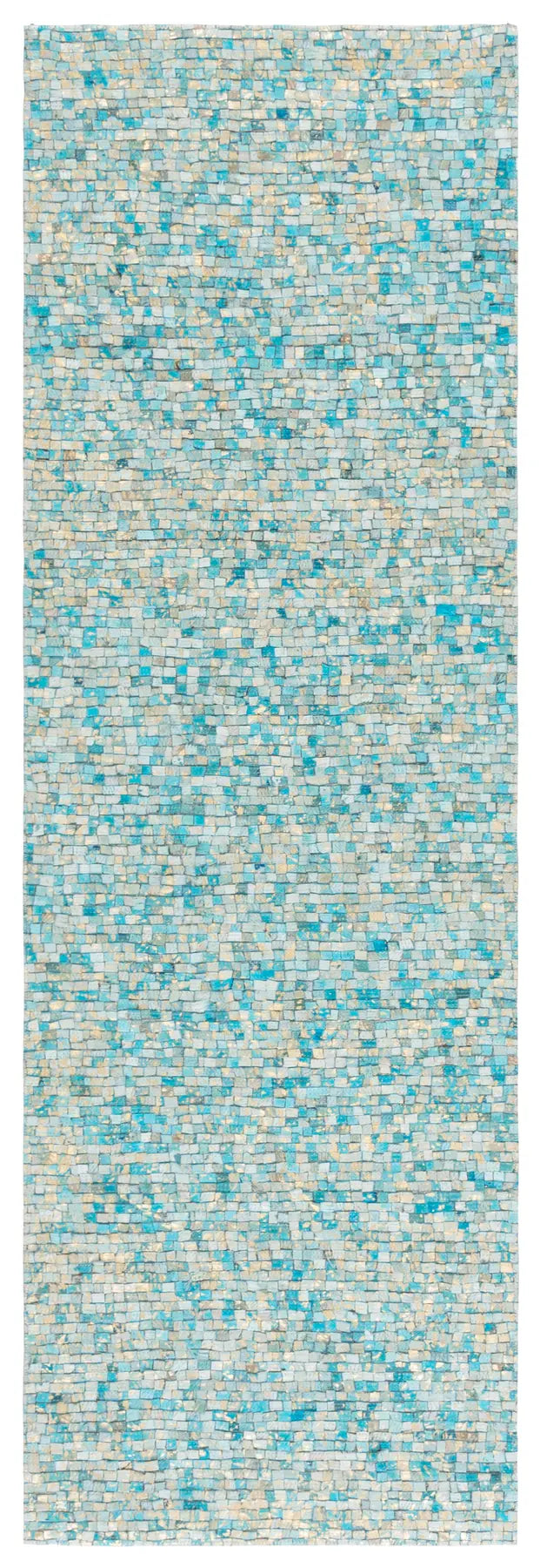 Safavieh Studio Leather 2'-3" x 7'-0" Rug in Turquoise / Gold