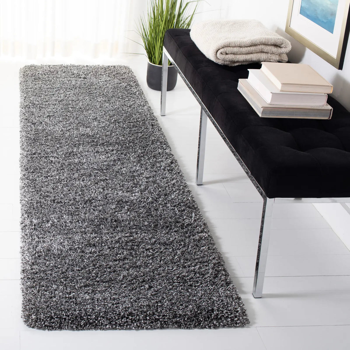 Safavieh Evolution Shag 500 2'-2" x 8'-0" Rug in Dark Grey