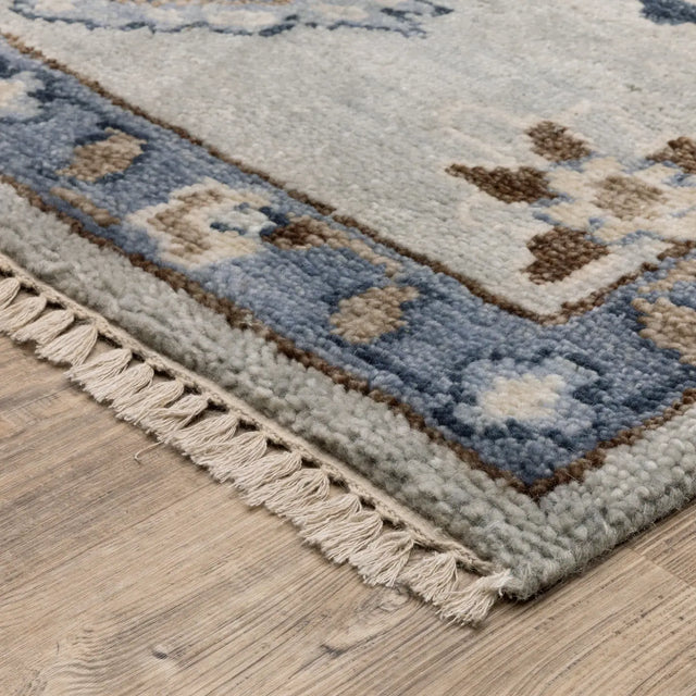Oriental Weavers Sphinx MAJORCA MAJ06 Blue Floral Rugs - corner detail