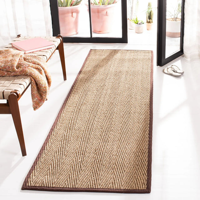 Safavieh Natural Fiber 2'-6" x 8'-0" Rug in Natural / Dark Brown