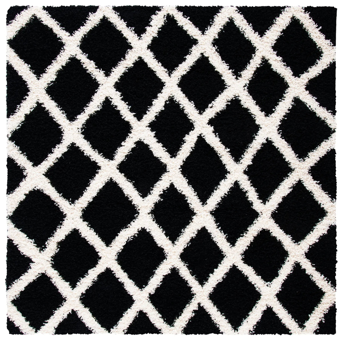 Safavieh Sgd-Dallas Shag 6'-0" x 6'-0" Rug in Black / Ivory