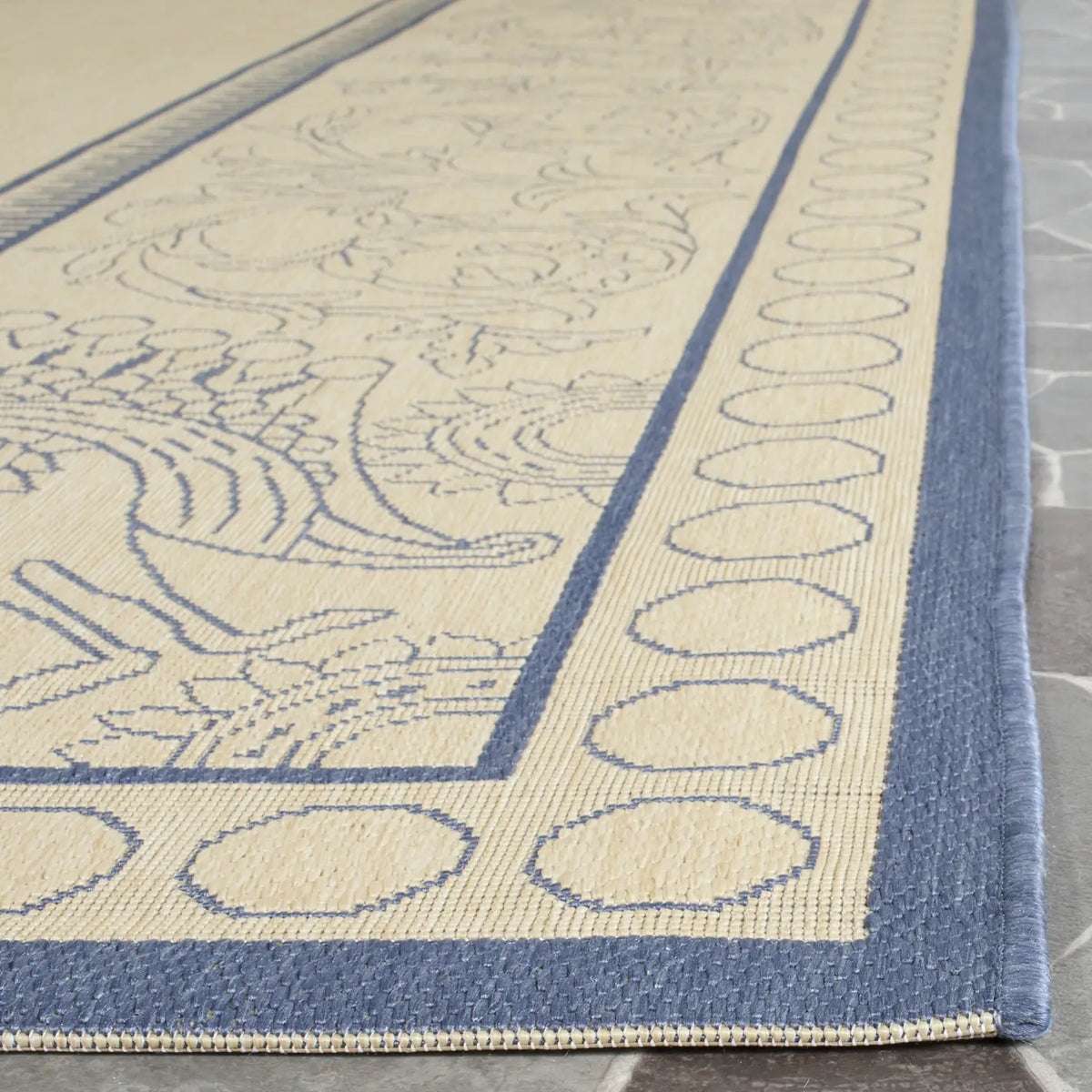 Safavieh Courtyard 8'-0" x 11'-0" Rug in Natural / Blue