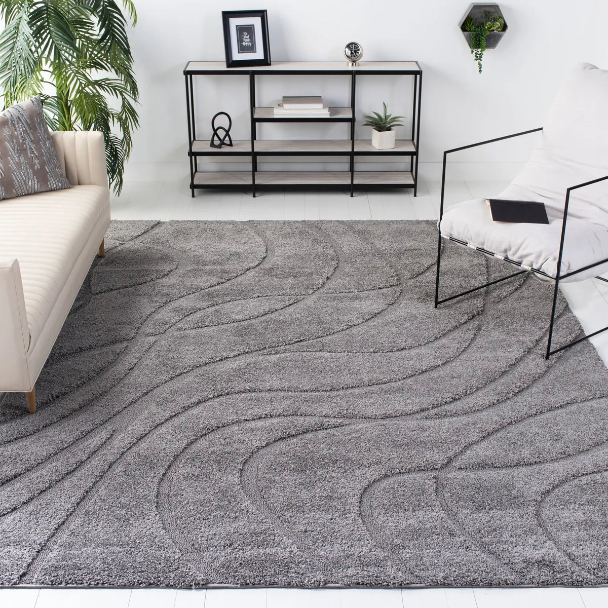 Safavieh Florida Shag 9'-6" x 13'-0" Rug in Grey / Grey