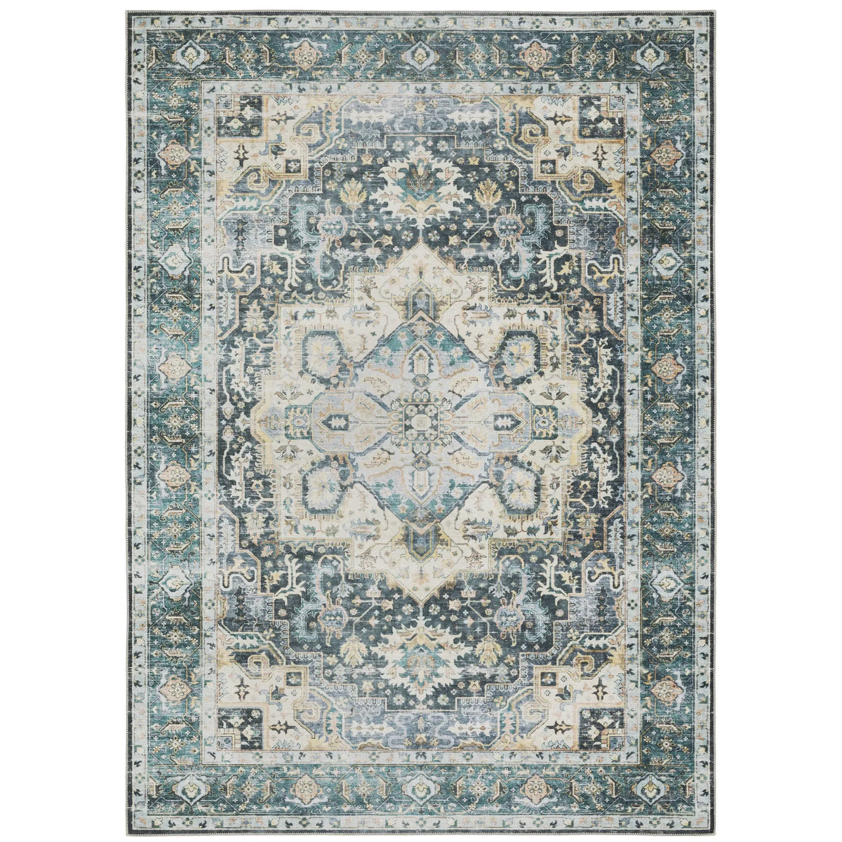 Oriental Weavers Machine Washable Charleston Cha01 Blue/ Ivory Rug - main flat