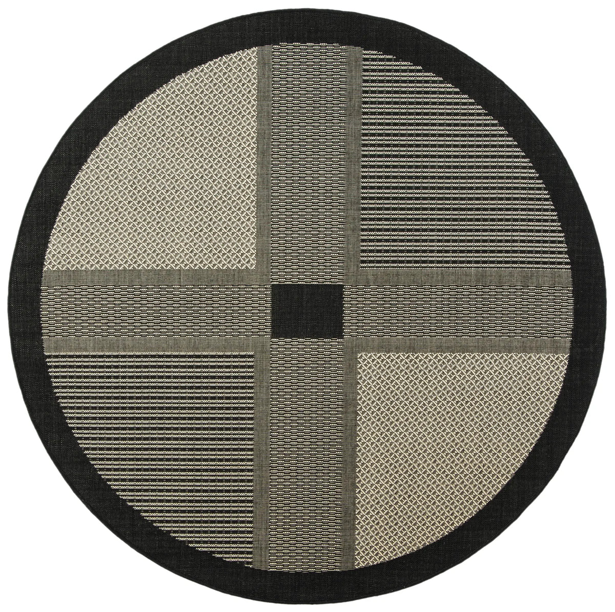 Safavieh Courtyard 6'-7" x 6'-7" Rug in Black / Sand
