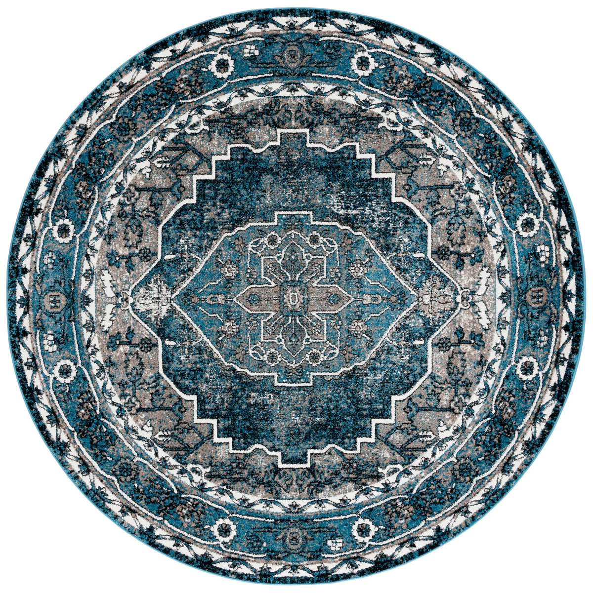 Safavieh Vintage Hamadan 6'-7" x 6'-7" Rug in Blue / Ivory