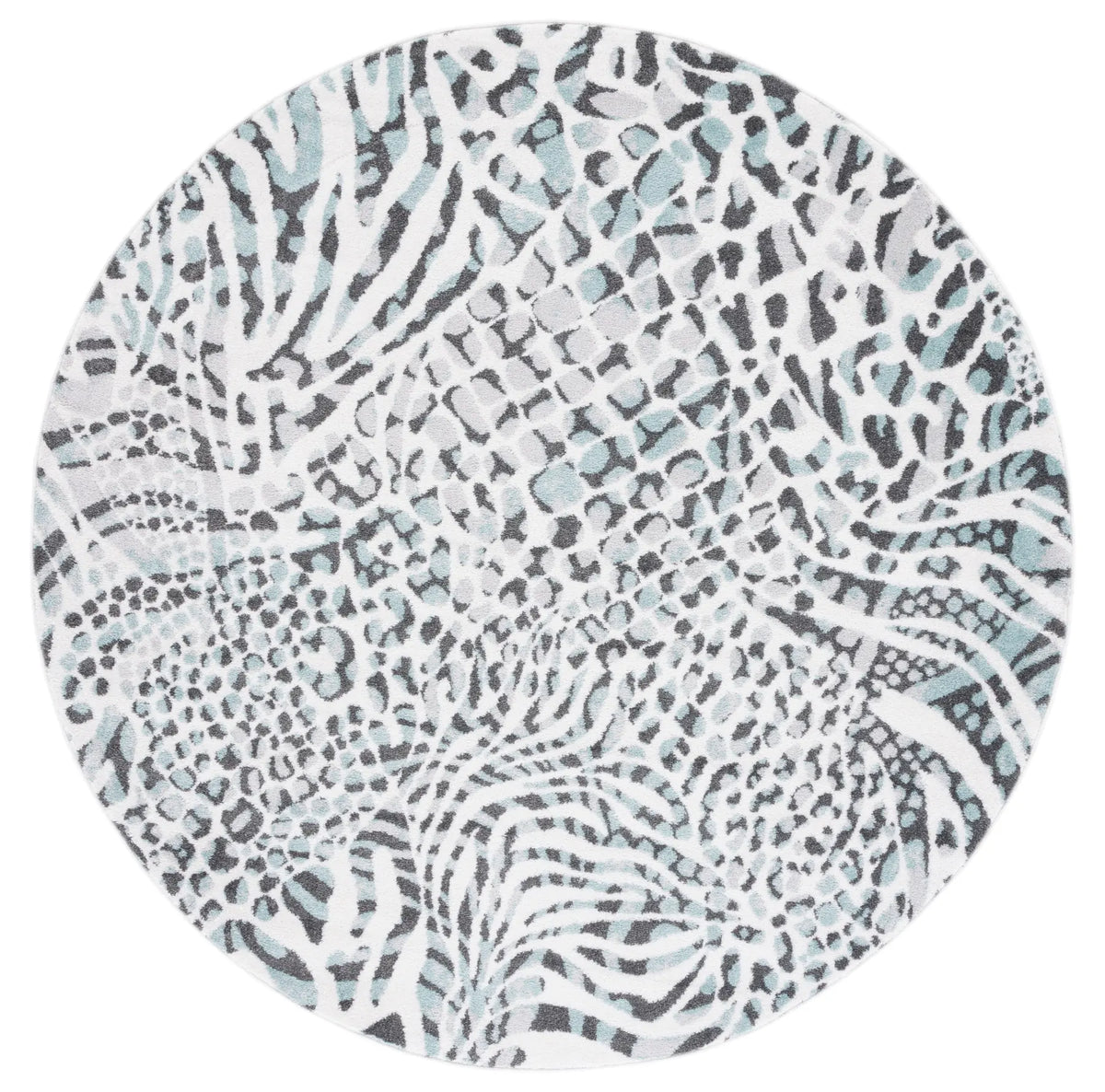 Safavieh Amsterdam 6'-7" x 6'-7" Rug in Ivory / Teal