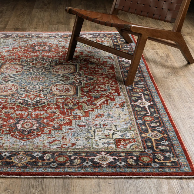 Oriental Weavers Sphinx ELIANA ELI11 Red Medallion Rugs - angle/detail