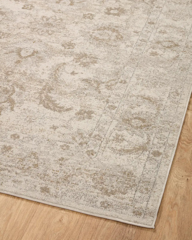 Loloi Odette Odt-03 Ivory/Beige Rug - angled corner on wood