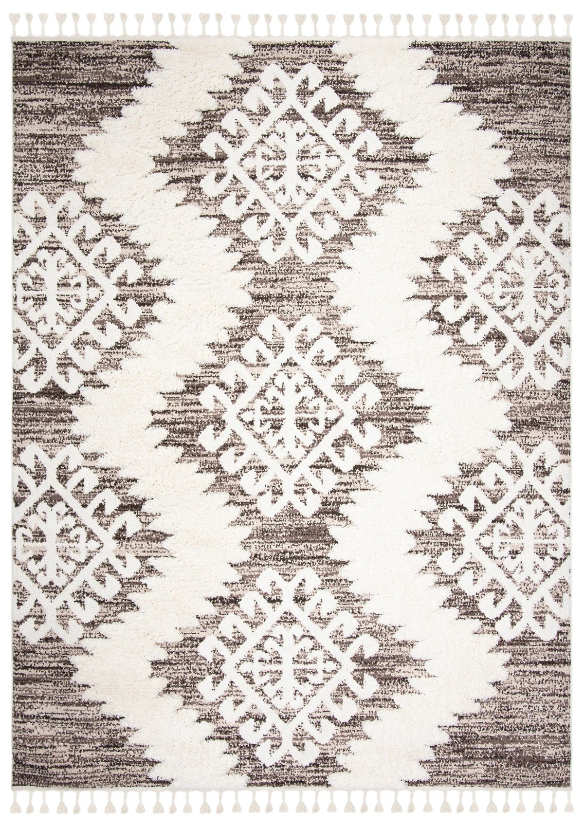 Safavieh Moroccan Tassel Shag 10'-0" x 14'-0" Rug in Ivory / Brown