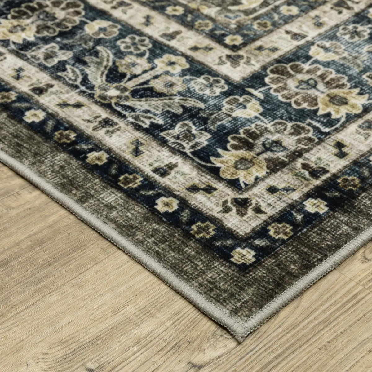 Oriental Weavers Sphinx Sumter Sum06 Grey/ Blue Rug - corner detail