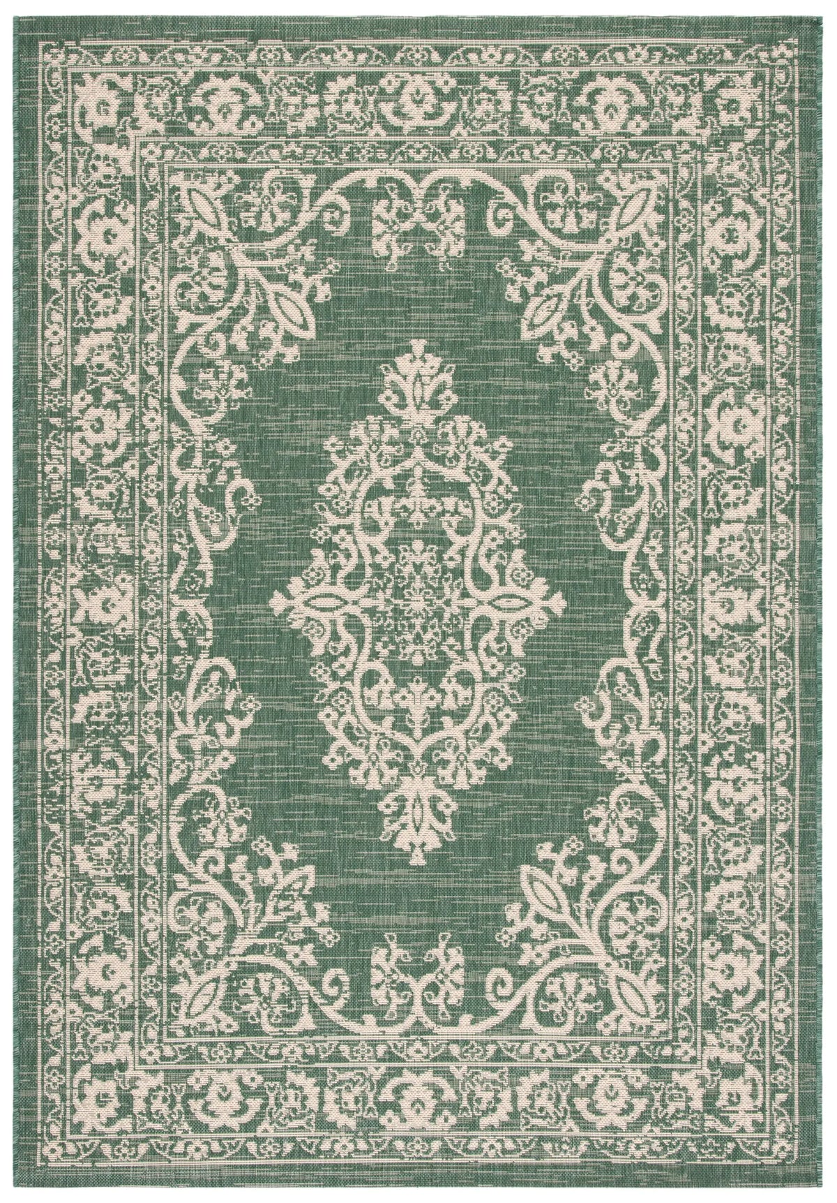 Safavieh Courtyard 4'-0" x 5'-7" Rug in Dark Green / Beige