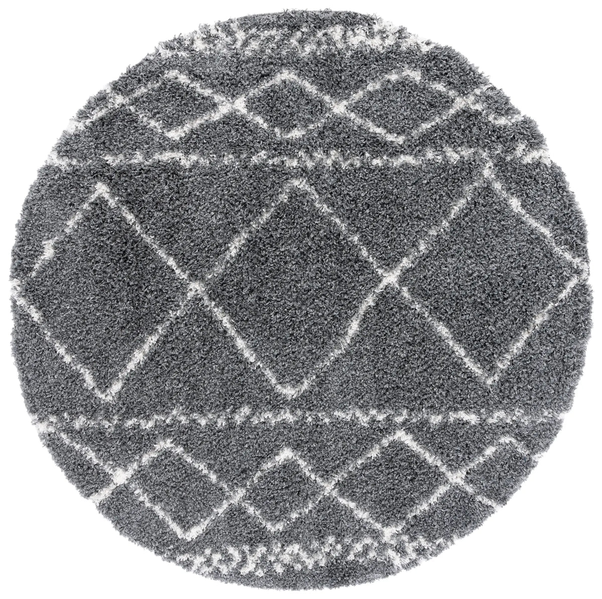 Safavieh Pro Lux Shag 400 6'-7" x 6'-7" Rug in Dark Grey / Ivory