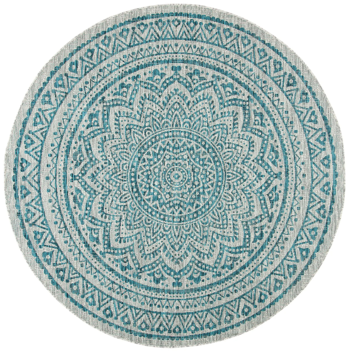 Safavieh Courtyard 5'-3" x 5'-3" Rug in Light Grey / Teal