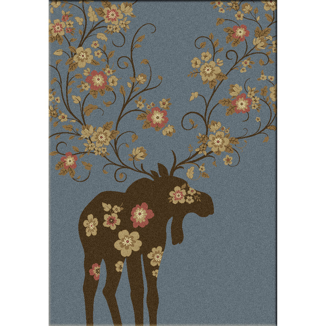 American Dakota Moose Blossom Blue Rug
