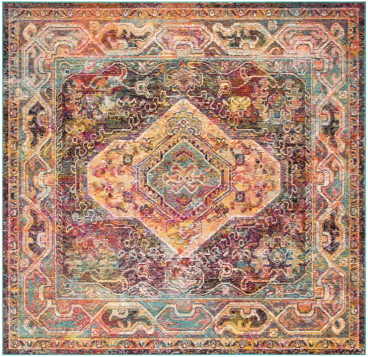 Safavieh Crystal 7'-0" x 7'-0" Rug in Teal / Rose