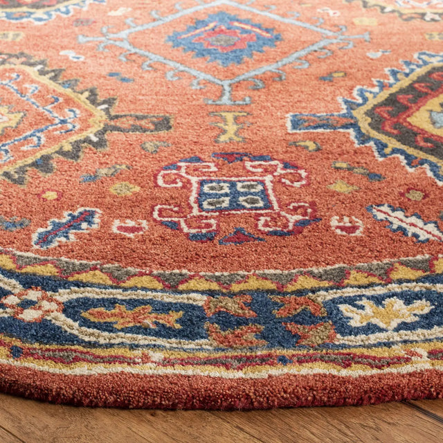 Safavieh Heritage 5'-0" x 5'-0" Rug in Rust / Navy